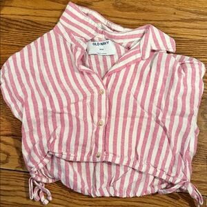 Old Navy Pink and White Striped Crop Top